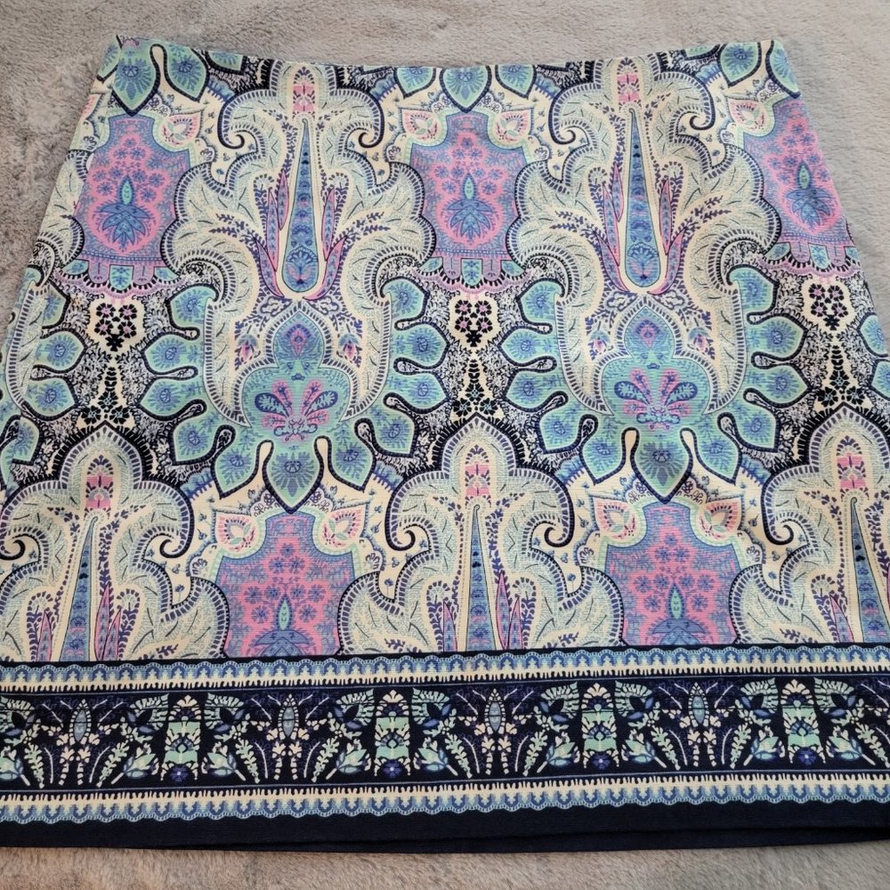 Talbots Colorful Paisley--esq Cotton Skirt Sz 16 P